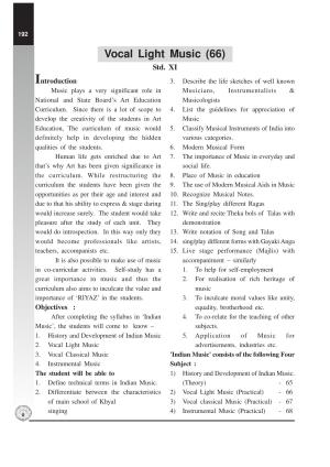 Maharashtra HSC Vocal Light Music Syllabus