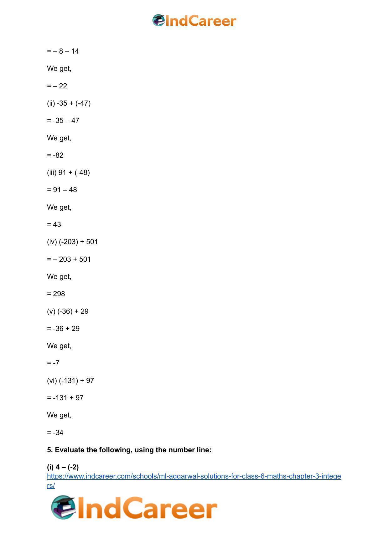 ML Aggarwal Solutions for Class 6 Maths Chapter 3- Integers - Page 6