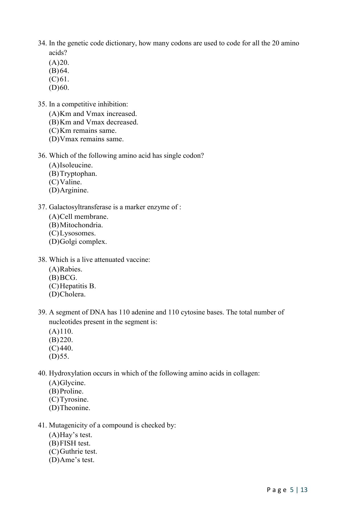 WB JEMAS (PG) M.Sc MB 2024 Question Paper - Page 7
