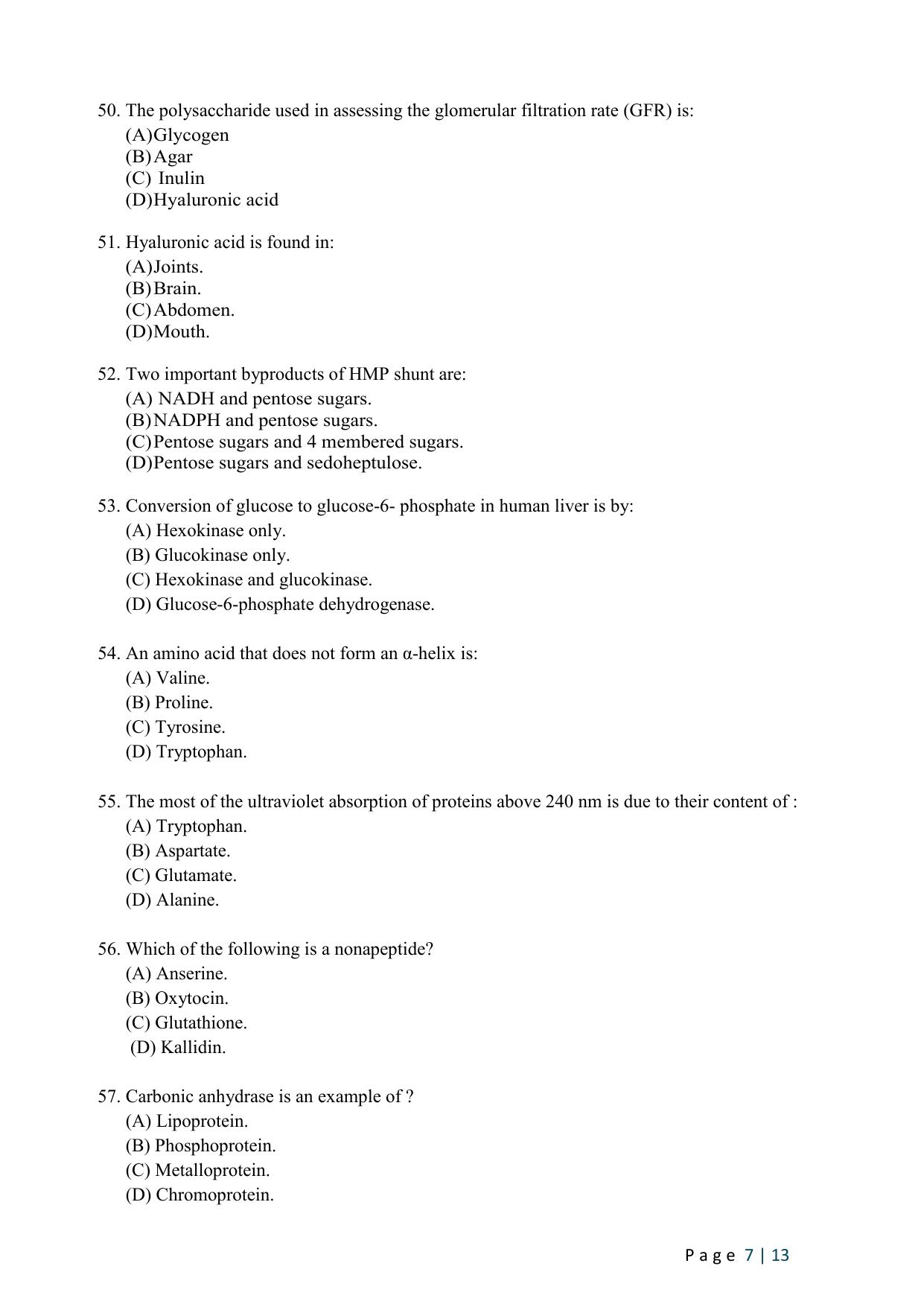 WB JEMAS (PG) M.Sc MB 2024 Question Paper - Page 9