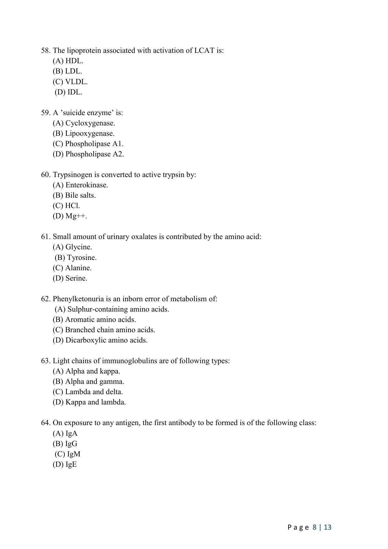 WB JEMAS (PG) M.Sc MB 2024 Question Paper - Page 10