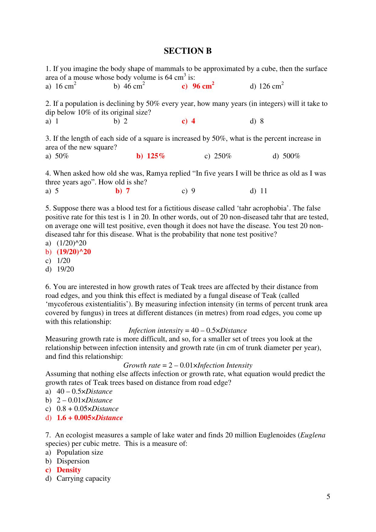 JGEEBILS Wildlife Biology & Conservation Question Paper 2018 - Page 5