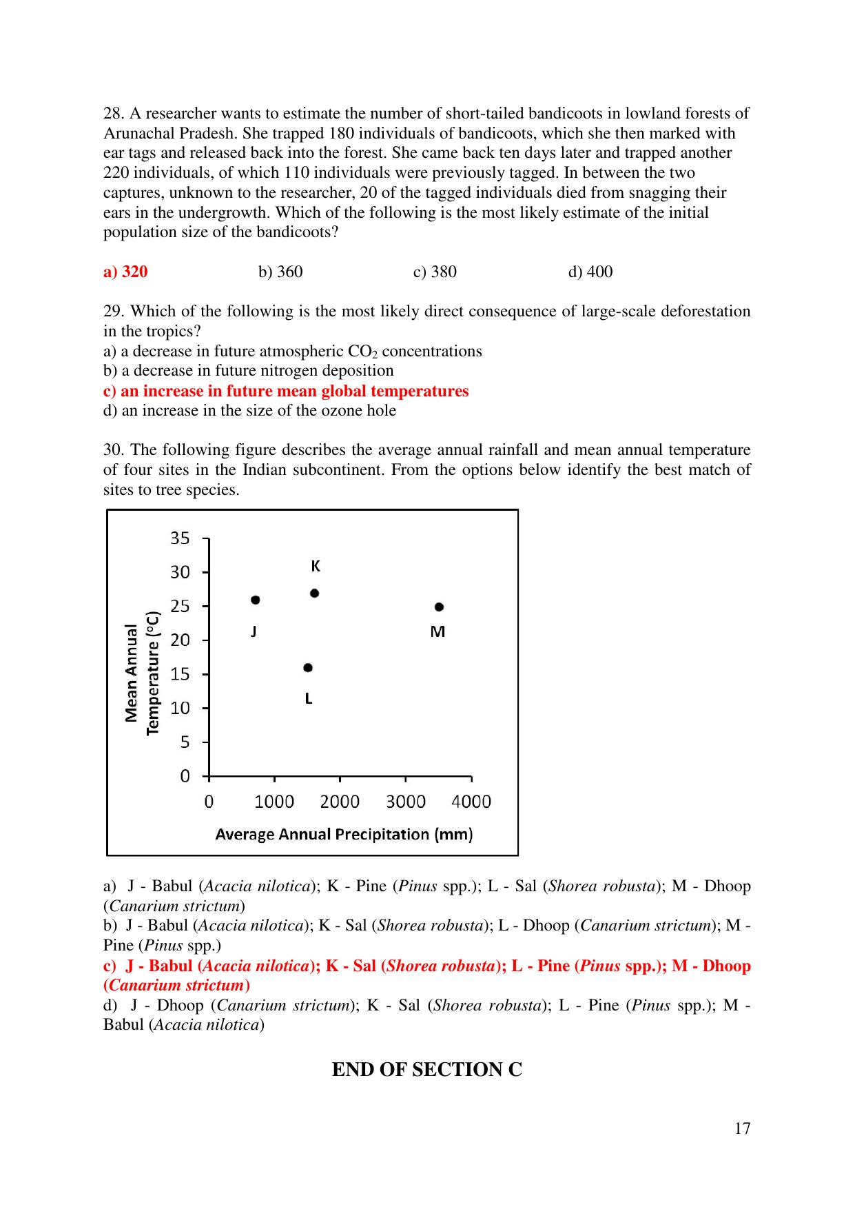 JGEEBILS Wildlife Biology & Conservation Question Paper 2018 - Page 17