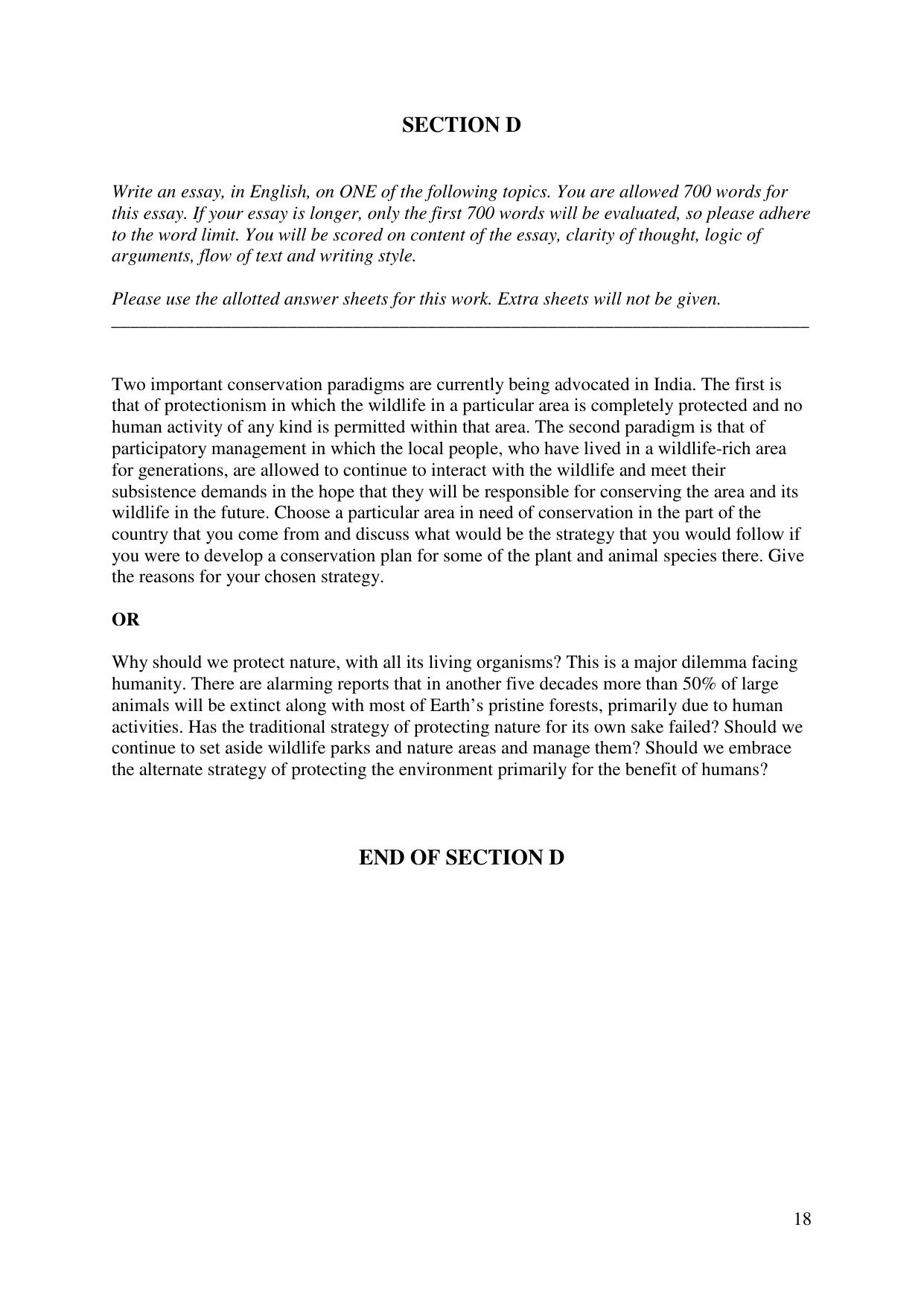 JGEEBILS Wildlife Biology & Conservation Question Paper 2018 - Page 18