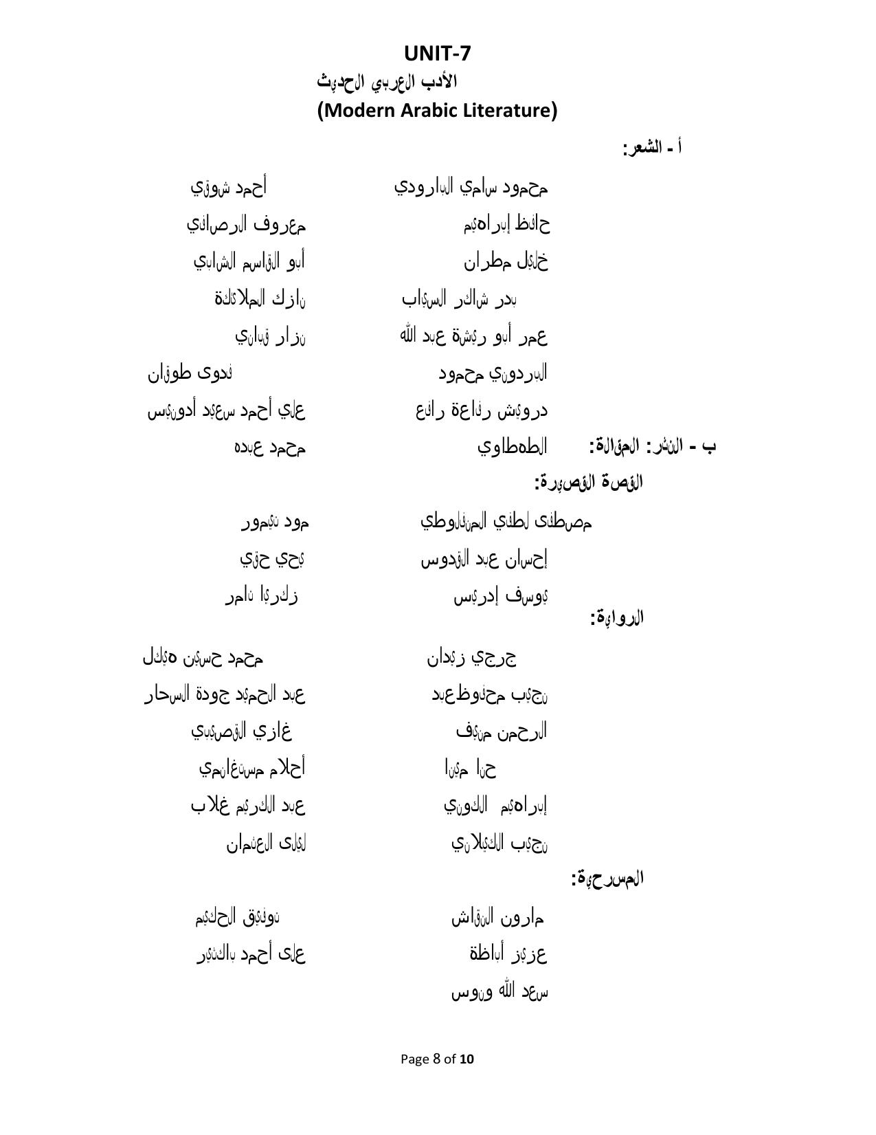 TNSET Syllabus - Arabic - Page 8