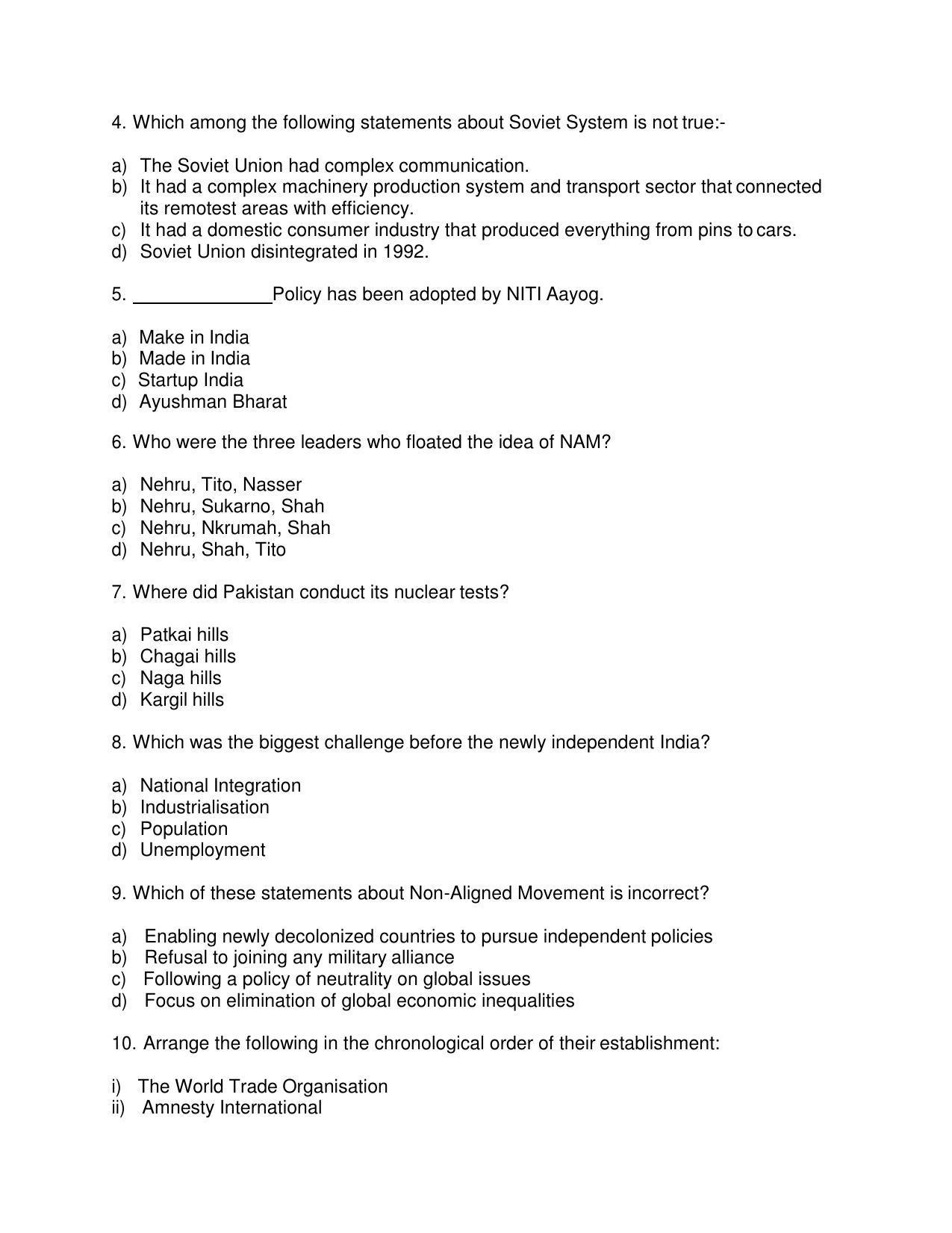 CBSE Class 12th Political Science Sample Question Paper 2021-22 - Page 2