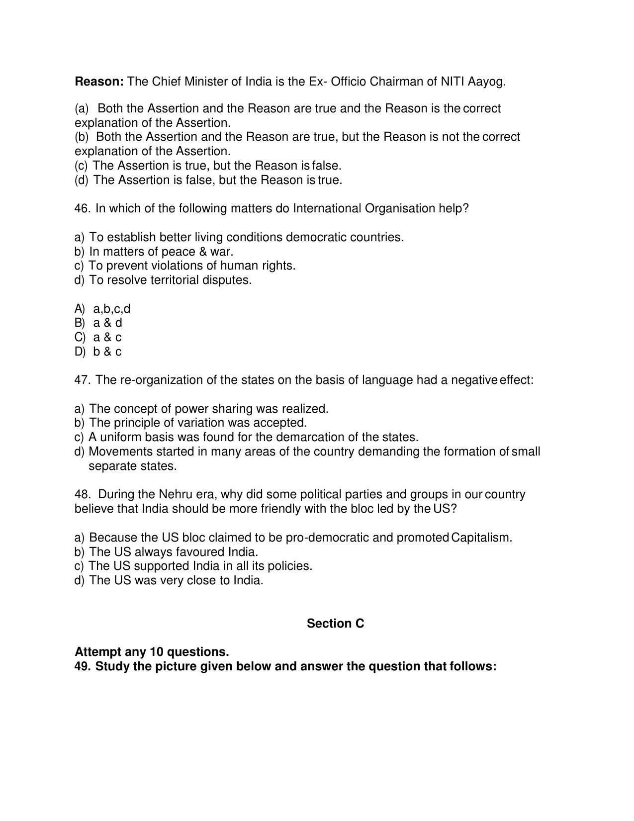 CBSE Class 12th Political Science Sample Question Paper 2021-22 - Page 10