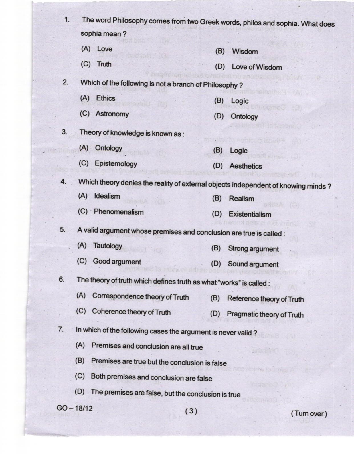 Odisha CPET 2024 PHILOSOPHY Question Papers - Page 3