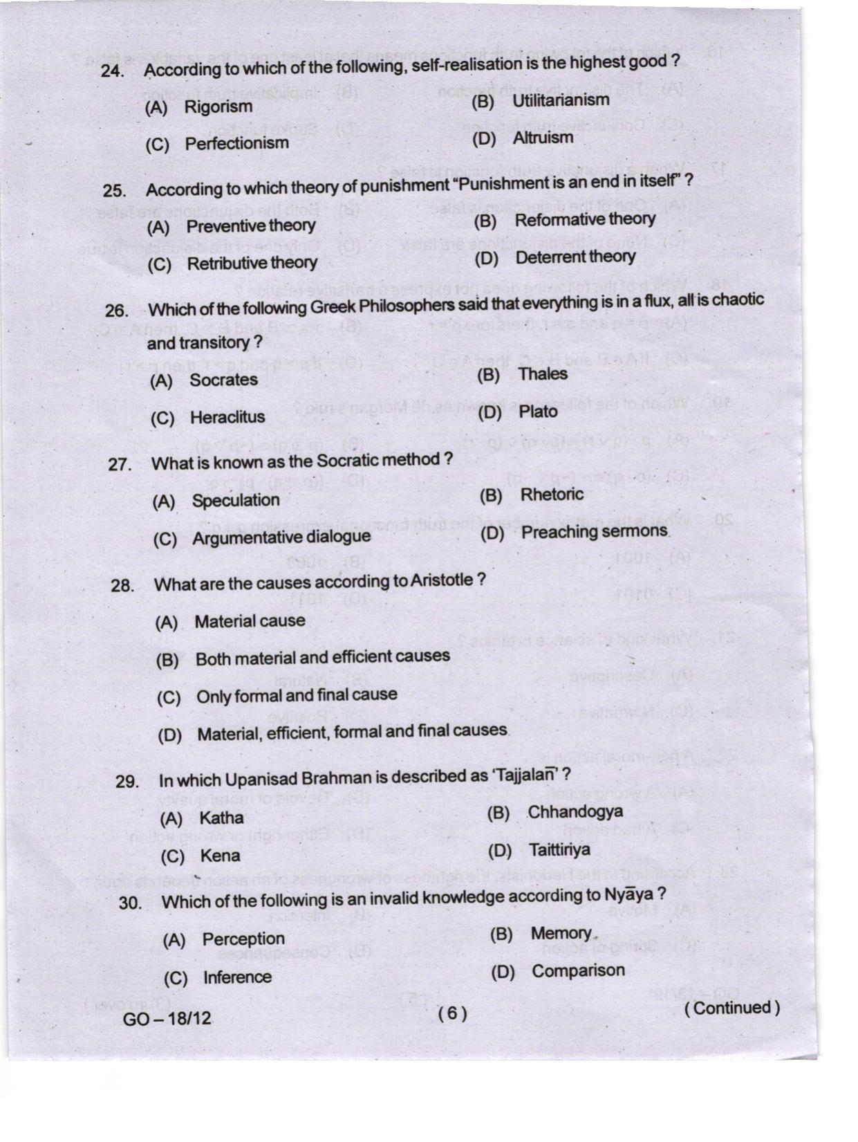 Odisha CPET 2024 PHILOSOPHY Question Papers - Page 6