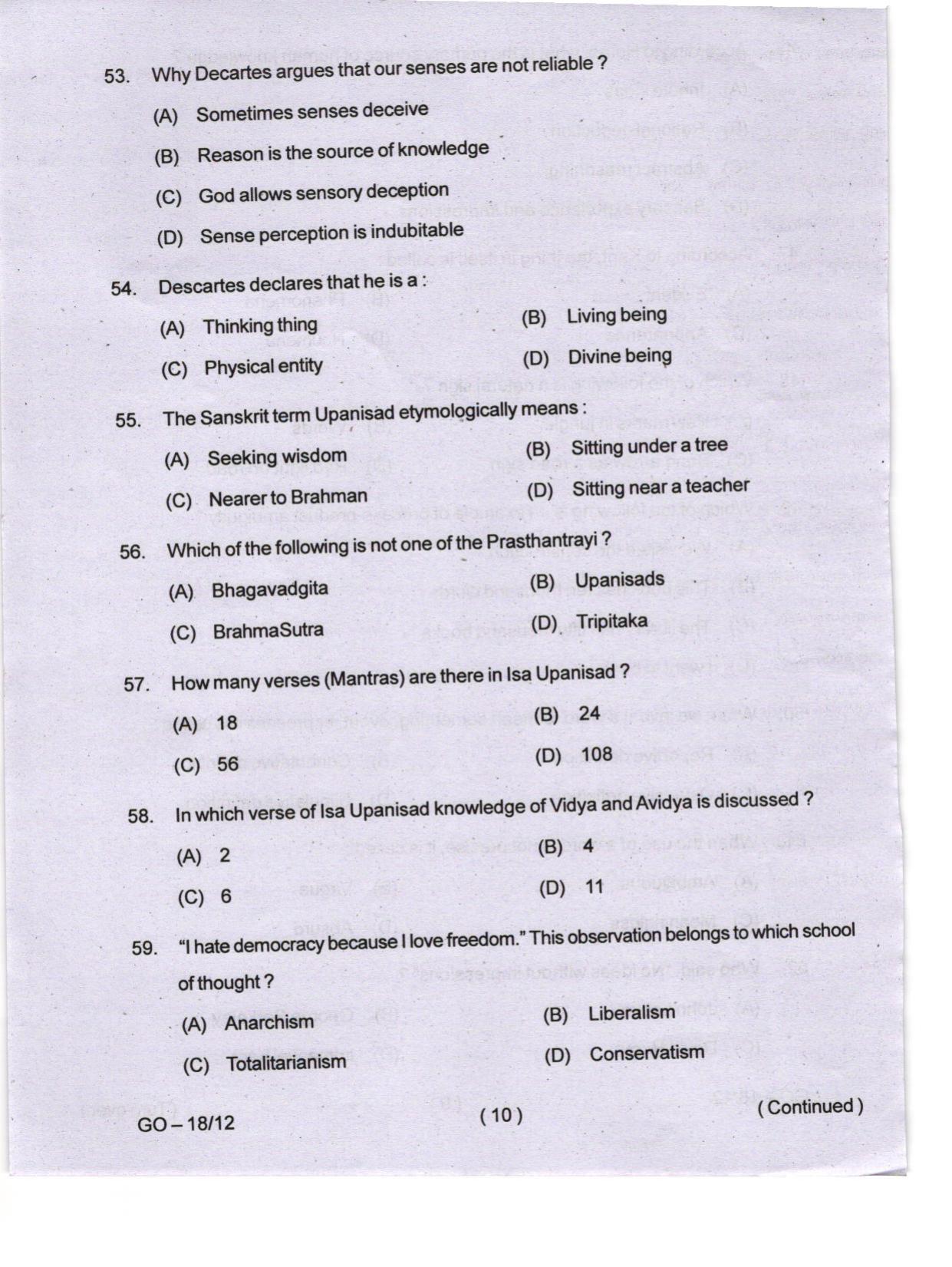 Odisha CPET 2024 PHILOSOPHY Question Papers - Page 10
