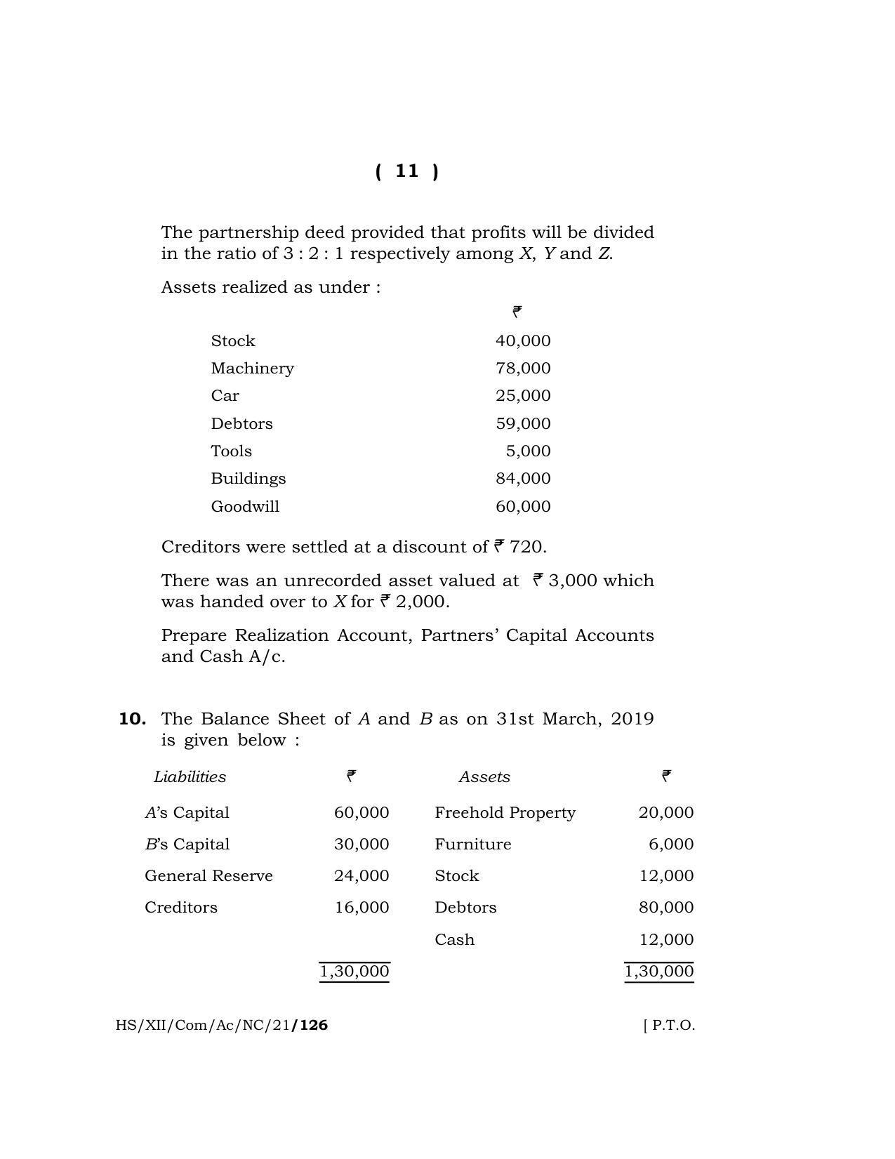 Meghalaya Board (MBOSE) Class 12 ACCOUNTANCY (New Course) (HS-XII-Com-Ac-NC-21) 2021 Question Paper - Page 11