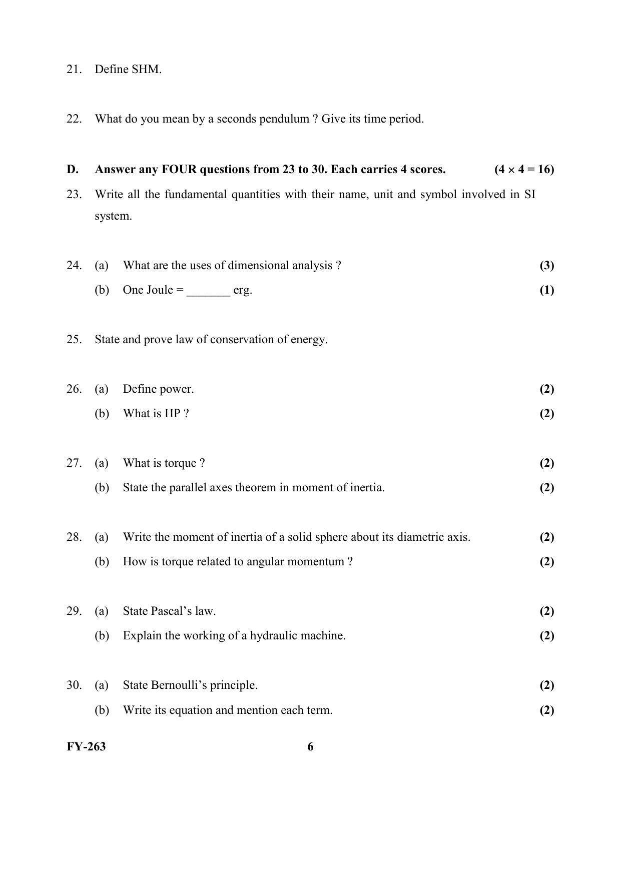 Kerala Plus One (Class 11th) Physics (Hearing Impaired) Question Paper 2021 - Page 6
