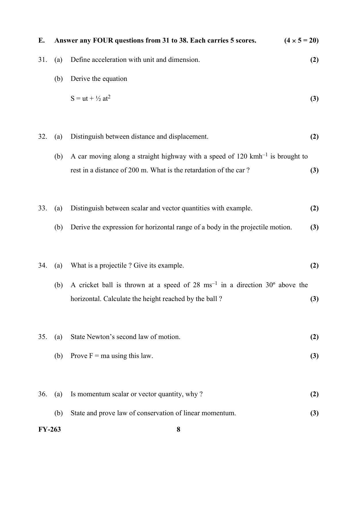 Kerala Plus One (Class 11th) Physics (Hearing Impaired) Question Paper 2021 - Page 8