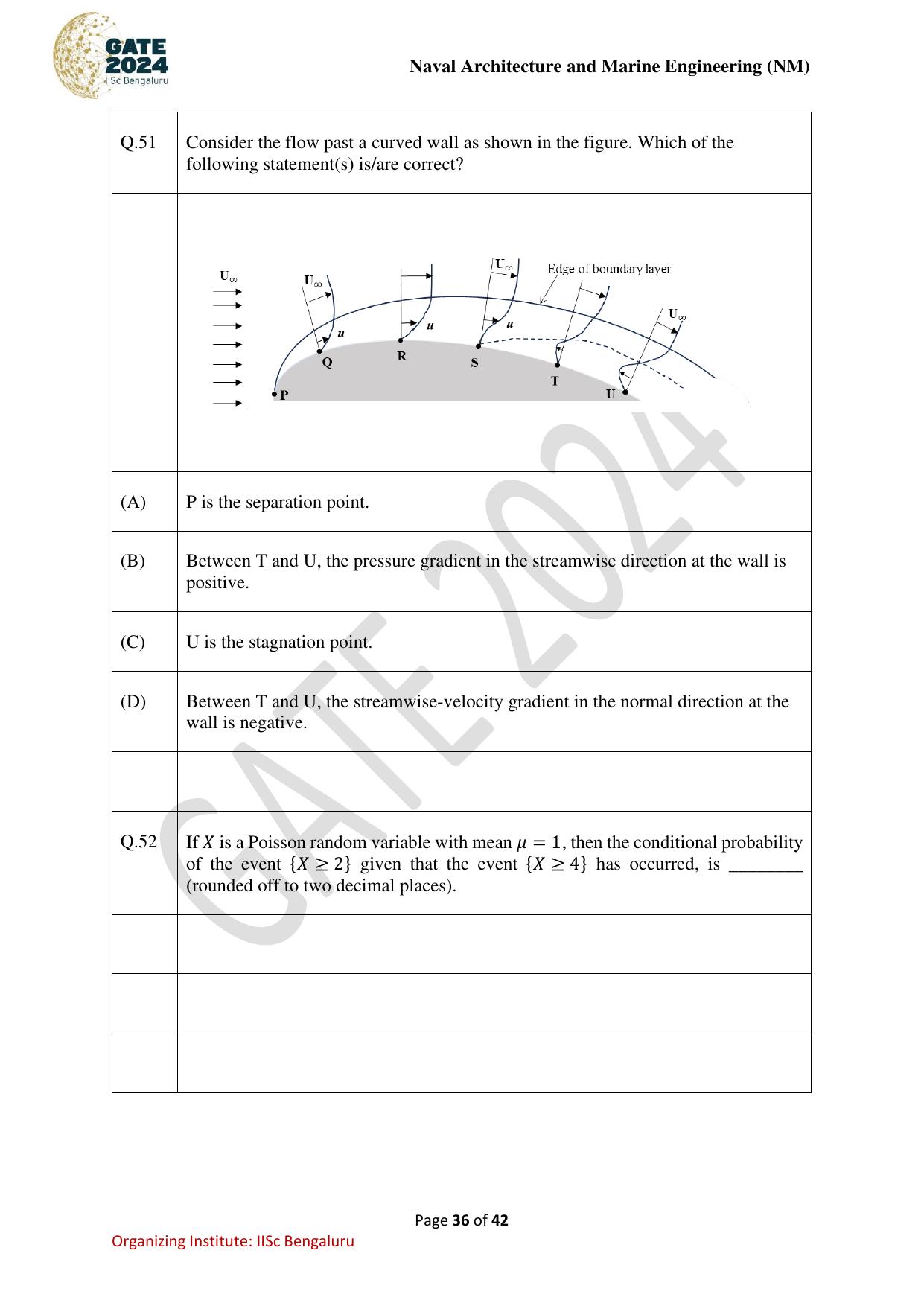 GATE 2024 Naval Architecture and Marine Engineering (NM) Question Paper - Page 36