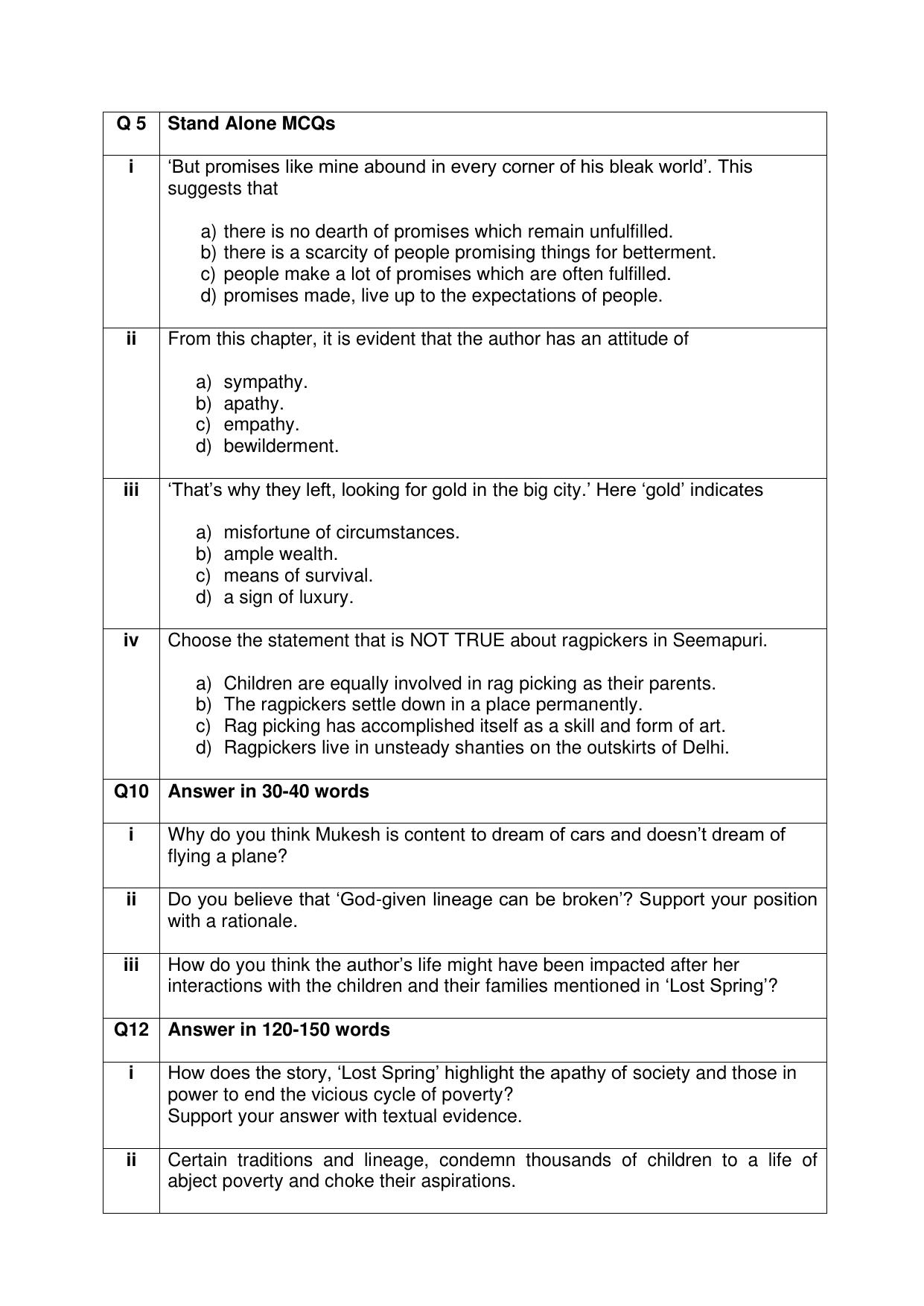 CBSE Class XII English Core Question Bank - Page 10