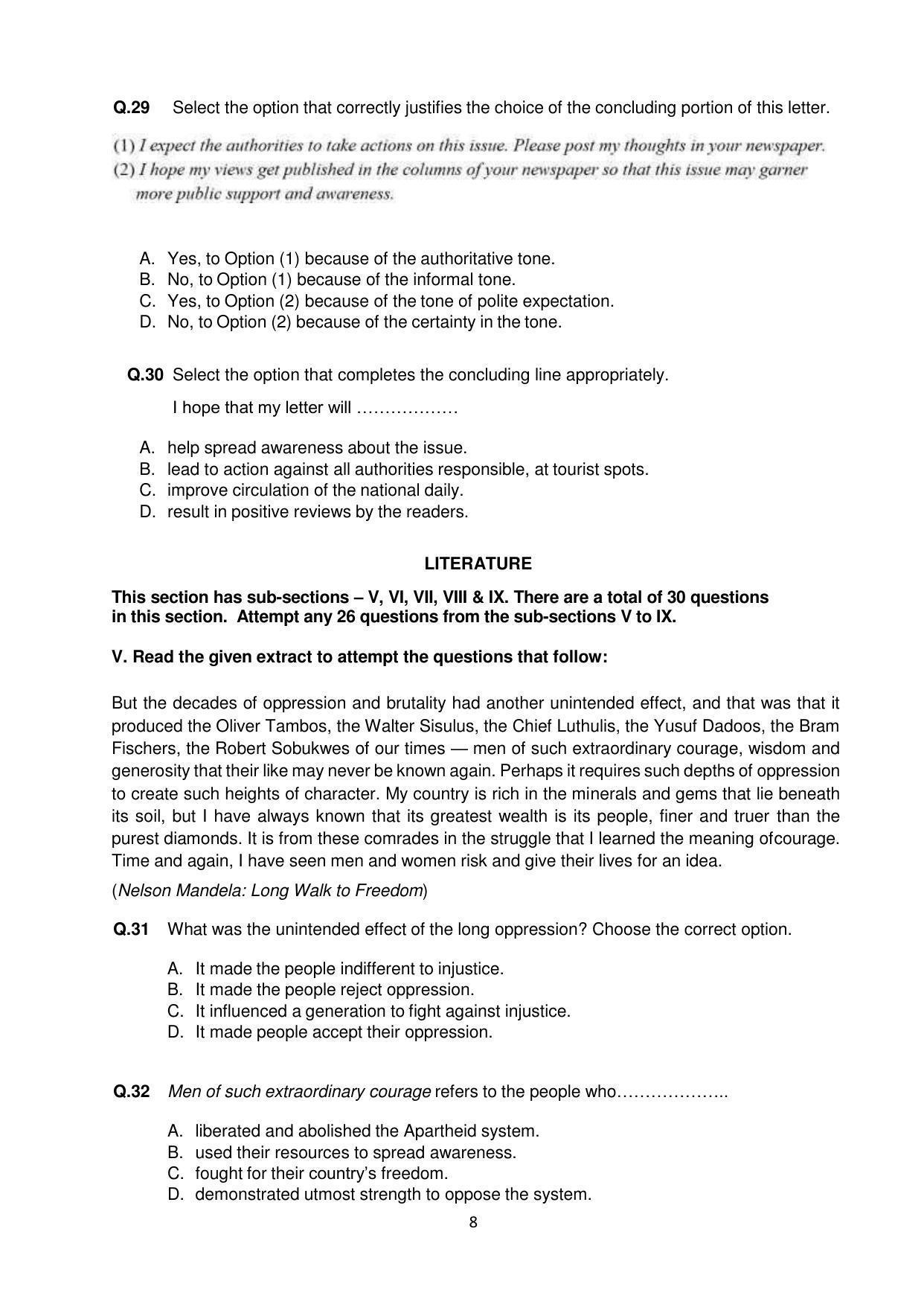 CBSE Class 10 English (Language & Literature) Sample Paper 2021-22 - Page 8