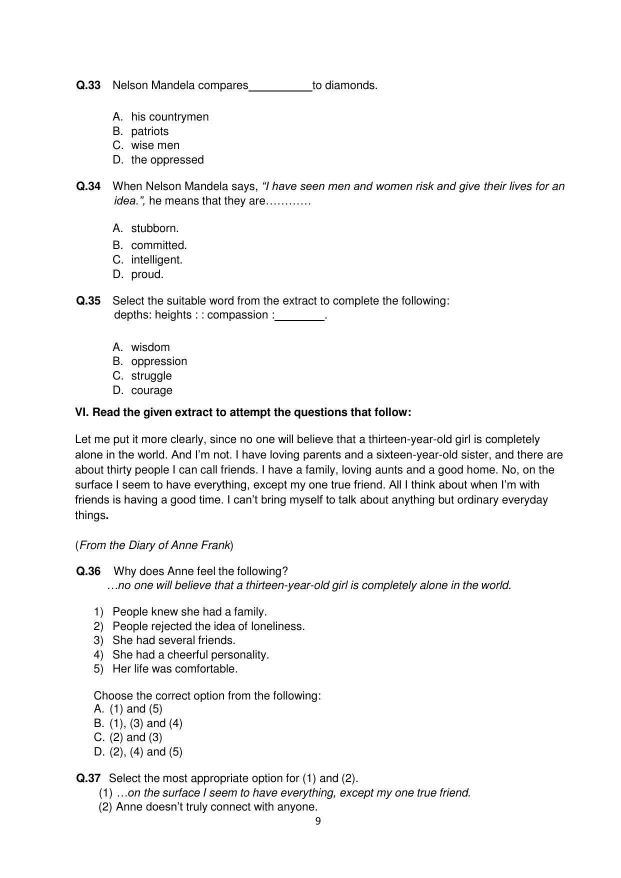 CBSE Class 10 English (Language & Literature) Sample Paper 2021-22 - Page 9