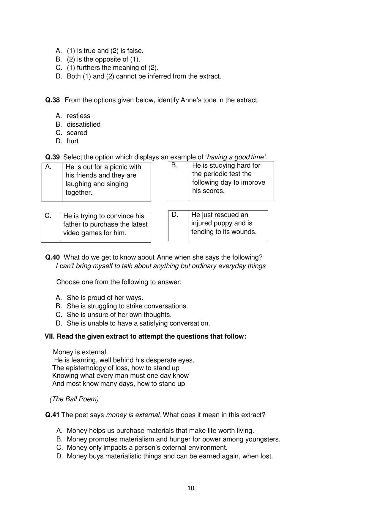 CBSE Class 10 English (Language & Literature) Sample Paper 2021-22 - Page 10