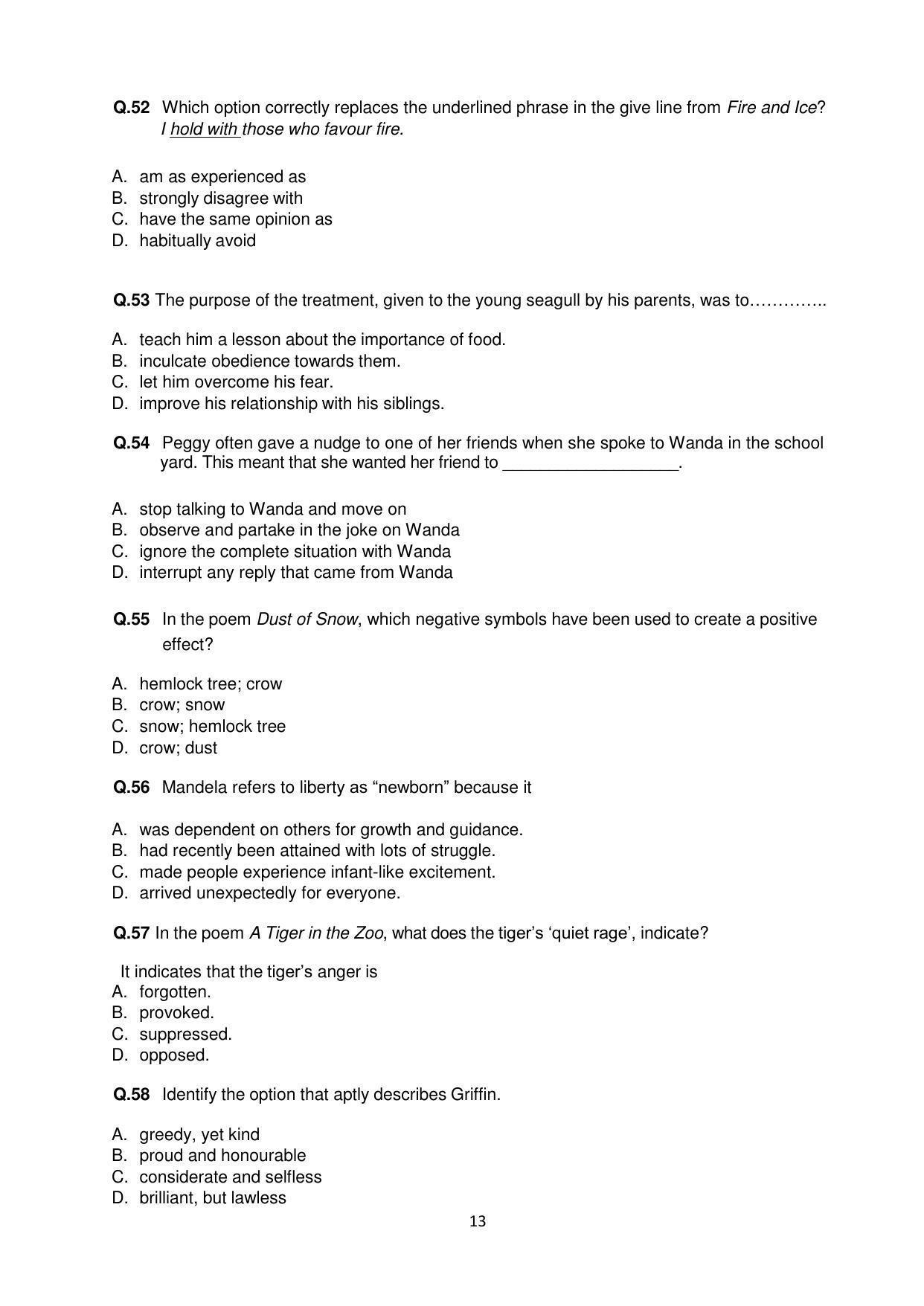 CBSE Class 10 English (Language & Literature) Sample Paper 2021-22 - Page 13