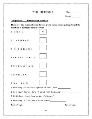 Worksheet for Class 1 Maths Data Handling Assignment 3
