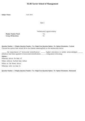 XAT 2019 Question Paper