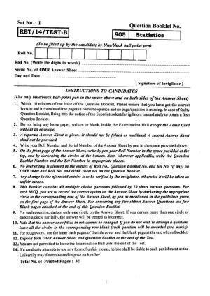 BHU RET Statistics (905) 2014 Question Paper