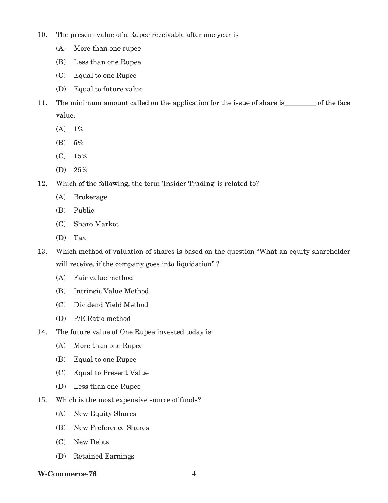 Odisha CPET 2022 COMMERCE Question Paper - Page 4