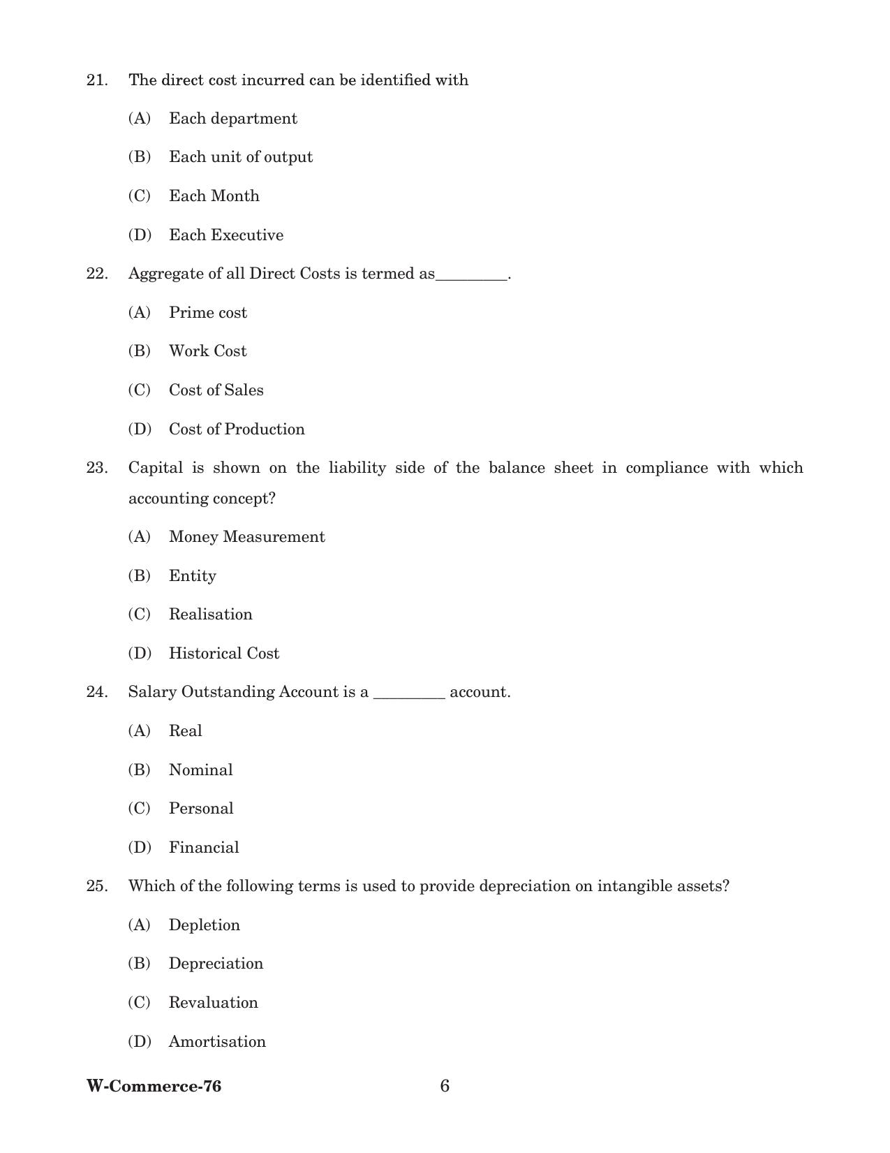 Odisha CPET 2022 COMMERCE Question Paper - Page 6