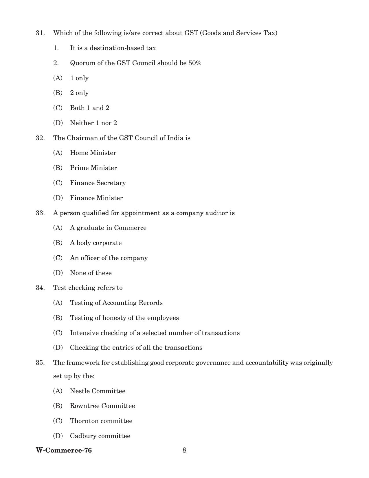Odisha CPET 2022 COMMERCE Question Paper - Page 8