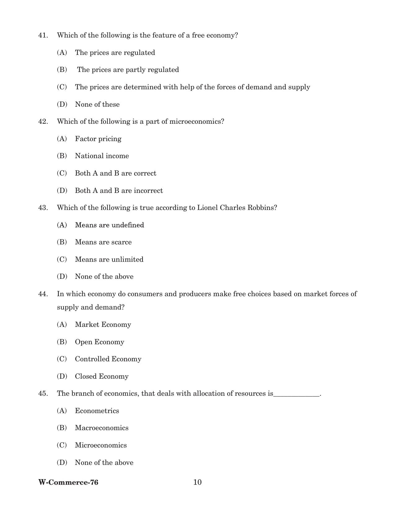 Odisha CPET 2022 COMMERCE Question Paper - Page 10