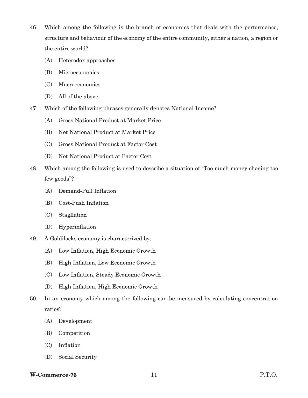 Odisha CPET 2022 COMMERCE Question Paper - Page 11