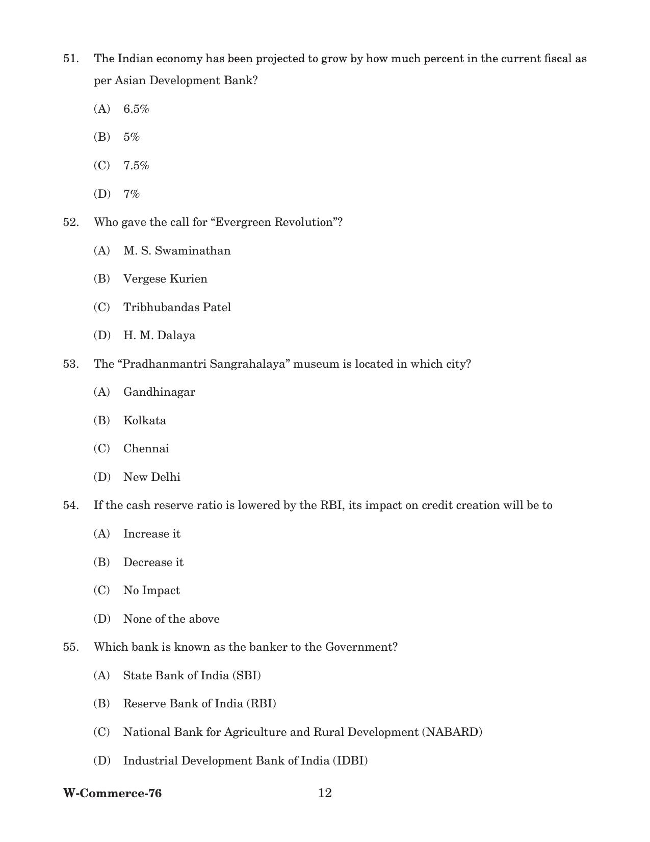 Odisha CPET 2022 COMMERCE Question Paper - Page 12