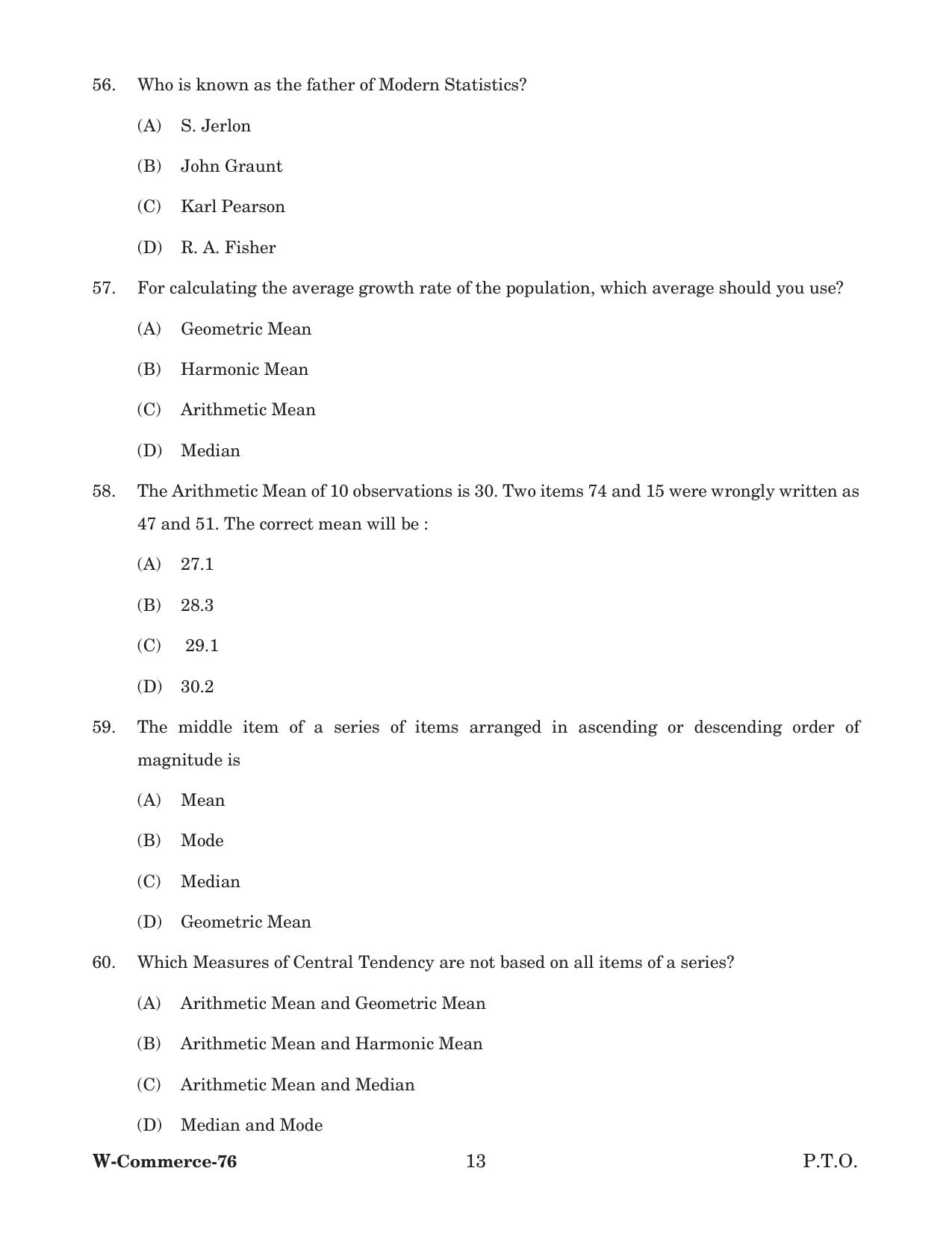 Odisha CPET 2022 COMMERCE Question Paper - Page 13