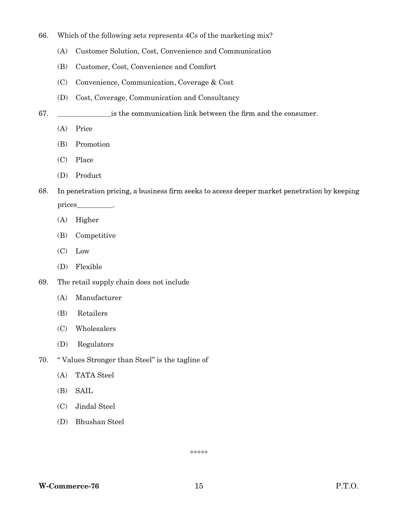 Odisha CPET 2022 COMMERCE Question Paper - Page 15