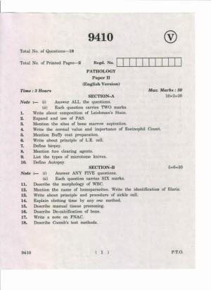 AP Inter 2nd Year Pathology-II May-2019-Vocational Question Paper