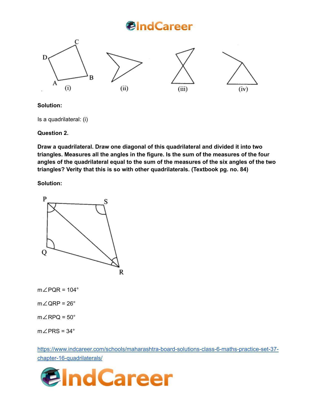 Maharashtra Board Solutions Class 6-Maths (Practice Set 37): Chapter 16- Quadrilaterals - Page 3