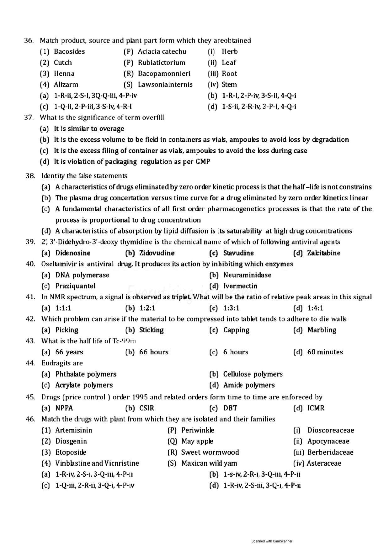 GPAT 2016 Question Papers with Answer Key - Page 4