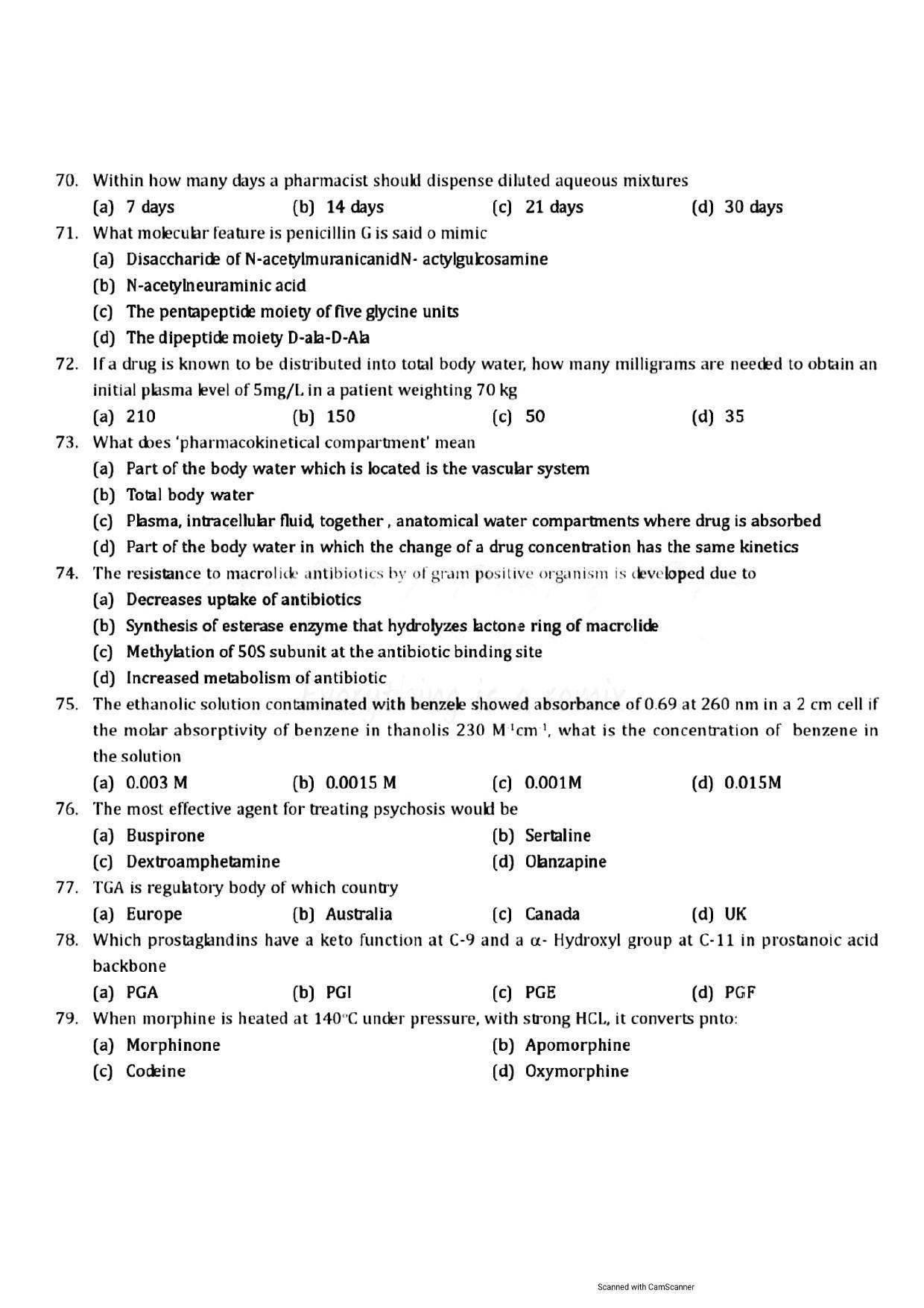 GPAT 2016 Question Papers with Answer Key - Page 7
