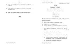 Meghalaya Board (MBOSE) Class 11 Poultry Entrepreneurship (theory) 2022 Question Paper