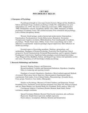 AP RCET Psychology Syllabus