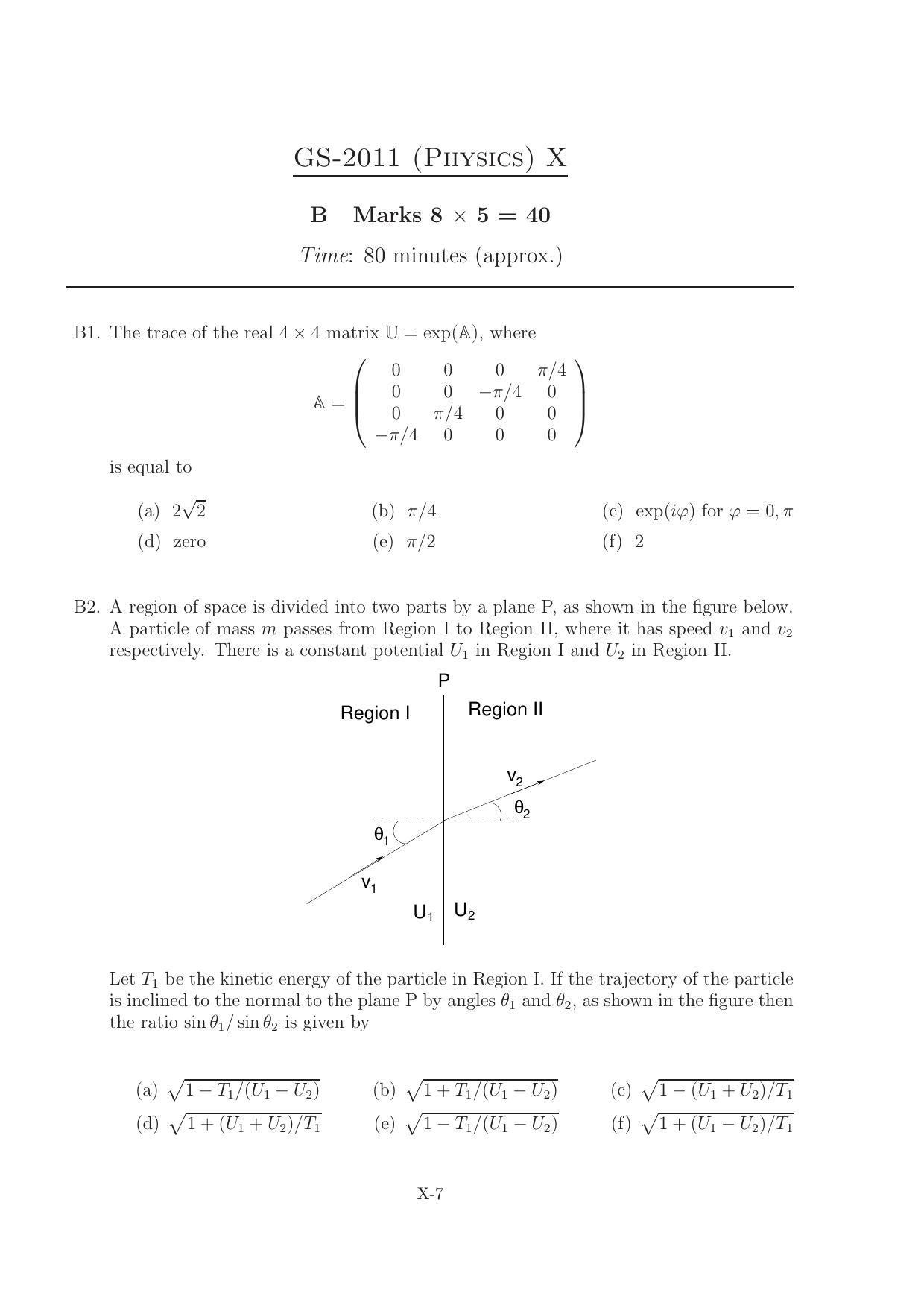 TIFR GS 2011 Physics Question Paper - Page 10