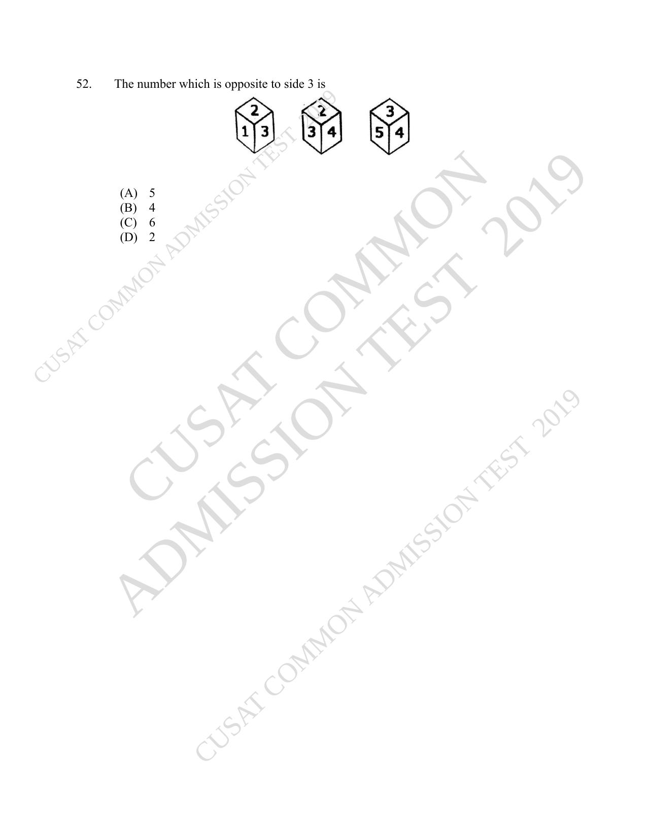 CUSAT CAT 2019 B.Voc Question Paper With Answer Key - Page 12