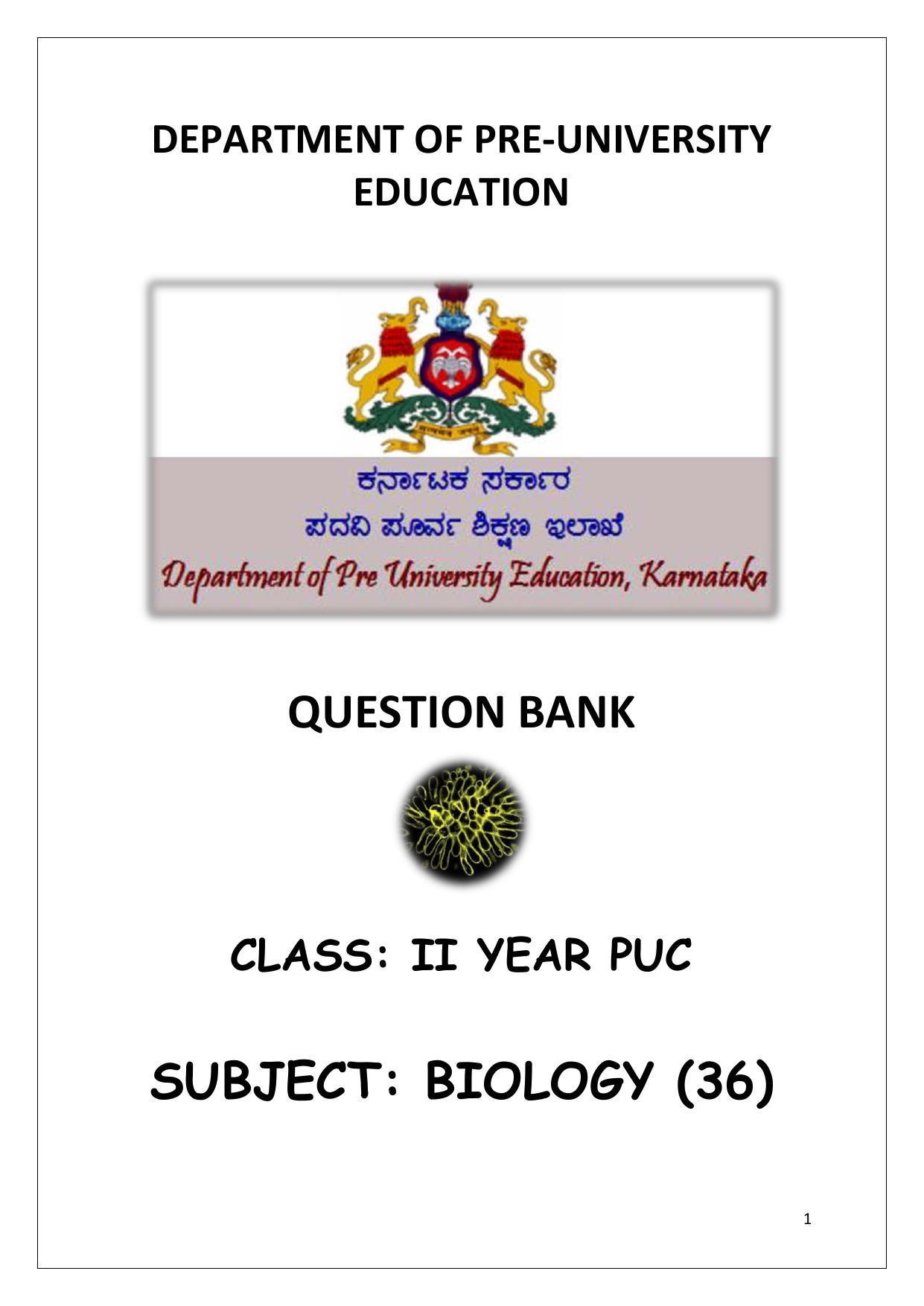 Karnataka 2nd PUC Question Bank for Biology - Page 1