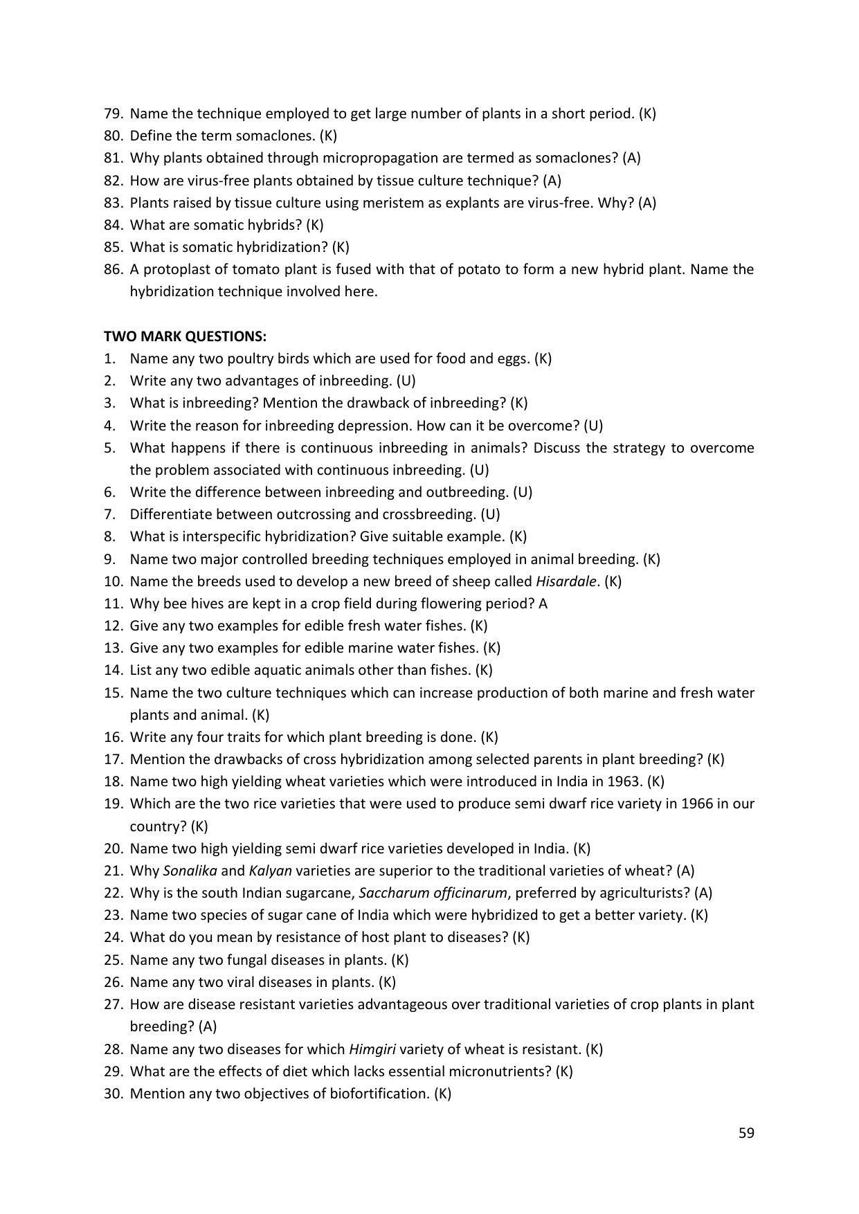 Karnataka 2nd PUC Question Bank for Biology - Page 59