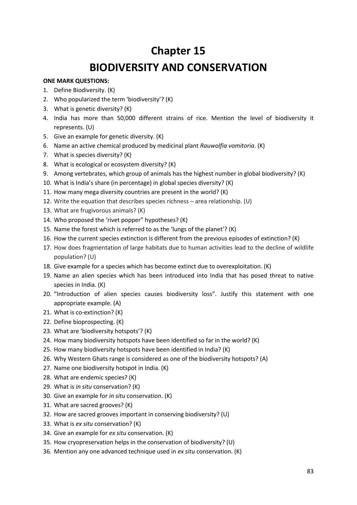 Karnataka 2nd PUC Question Bank for Biology - Page 83