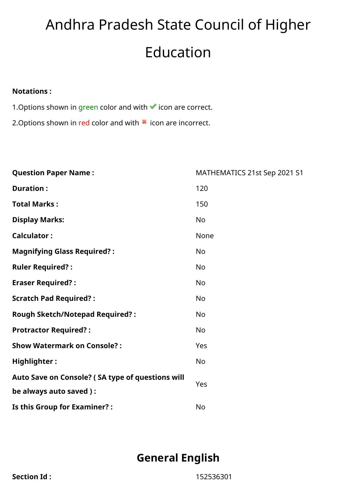 AP EDCET 2021 MATHEMATICS Question Paper - Page 1