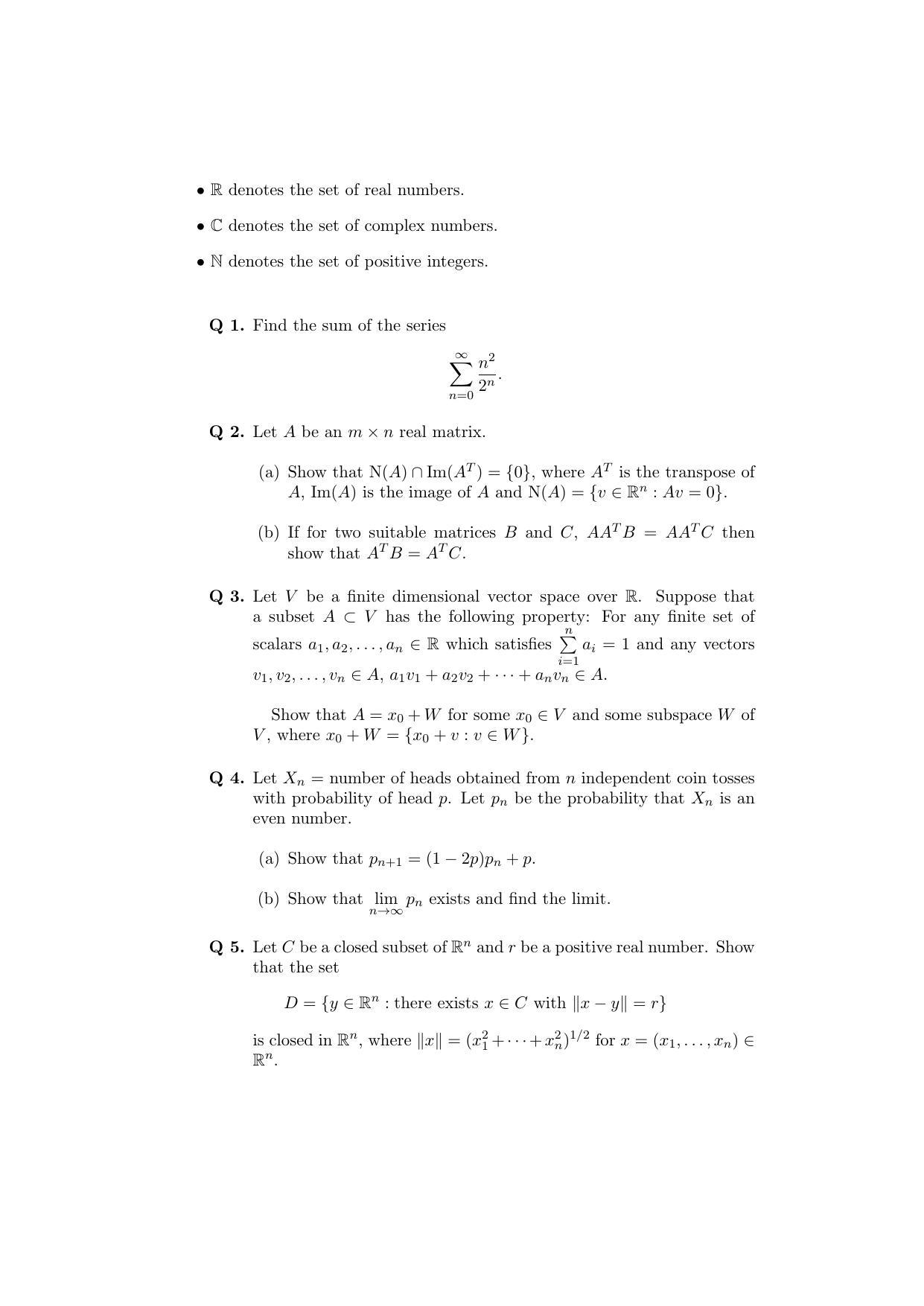 ISI Admission Test JRF in Mathematics MTA 2015 Sample Paper - Page 1