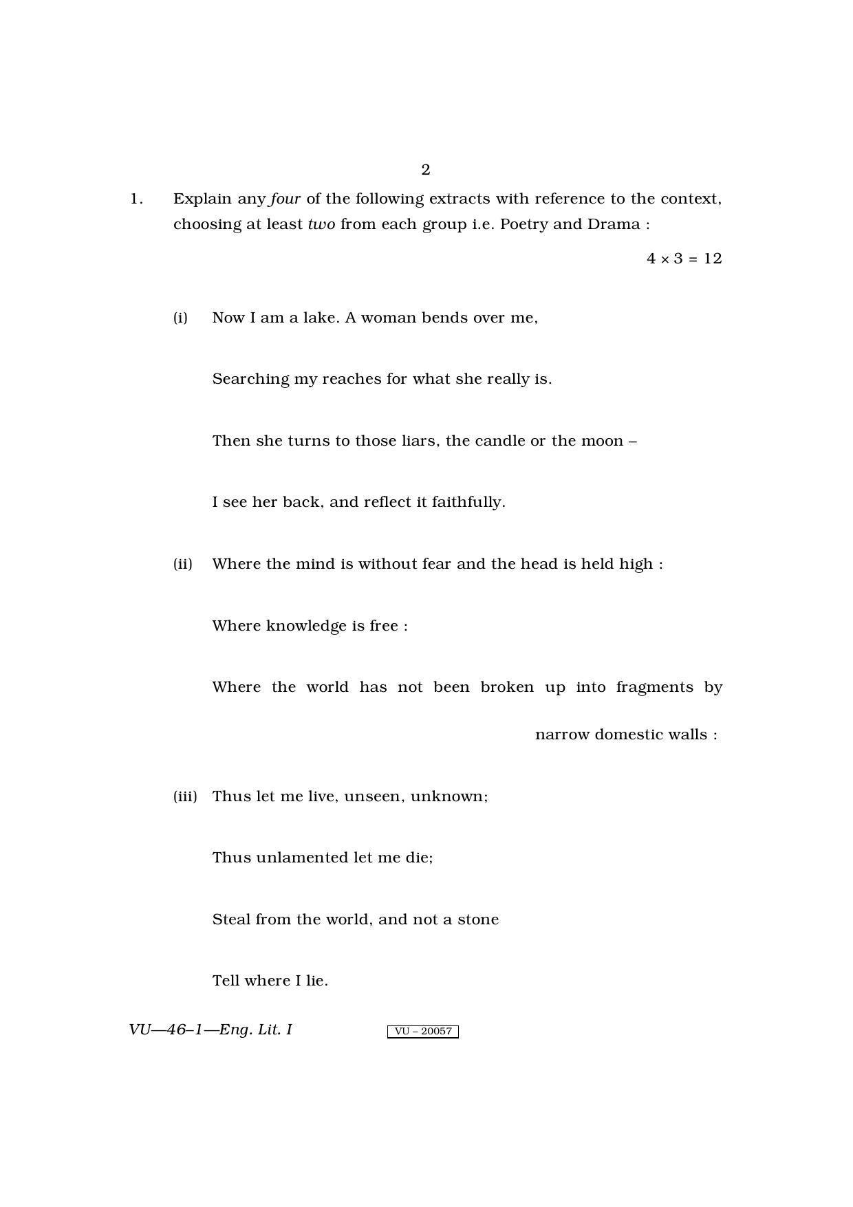 RBSE English Literature I 2010 Varishtha Upadhyay Question Paper - Page 2