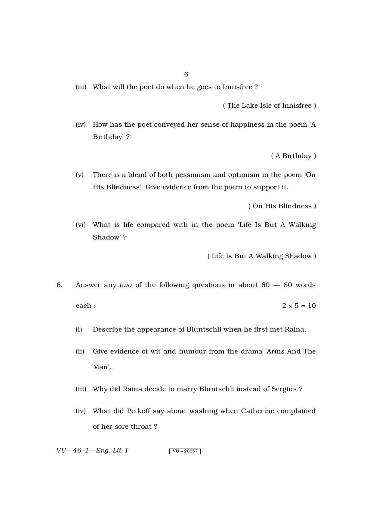RBSE English Literature I 2010 Varishtha Upadhyay Question Paper - Page 6