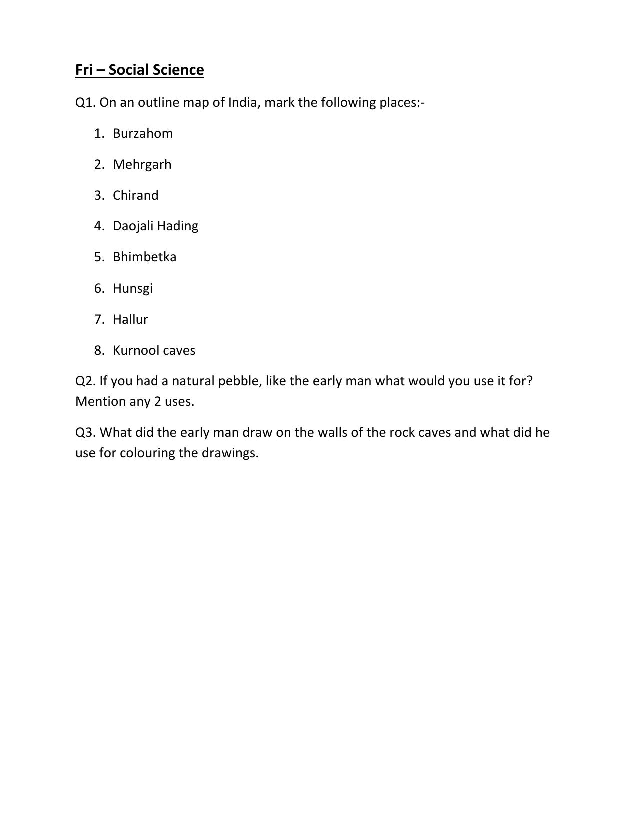CBSE Worksheets for Class 6 Social Science Map of India Assignment - Page 1